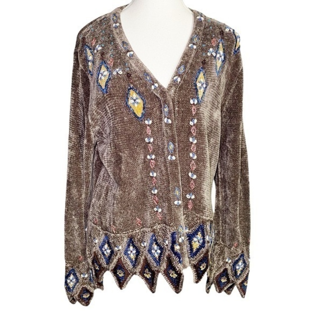 Sweater Sweater Embellished Brown Velvet Women's Top